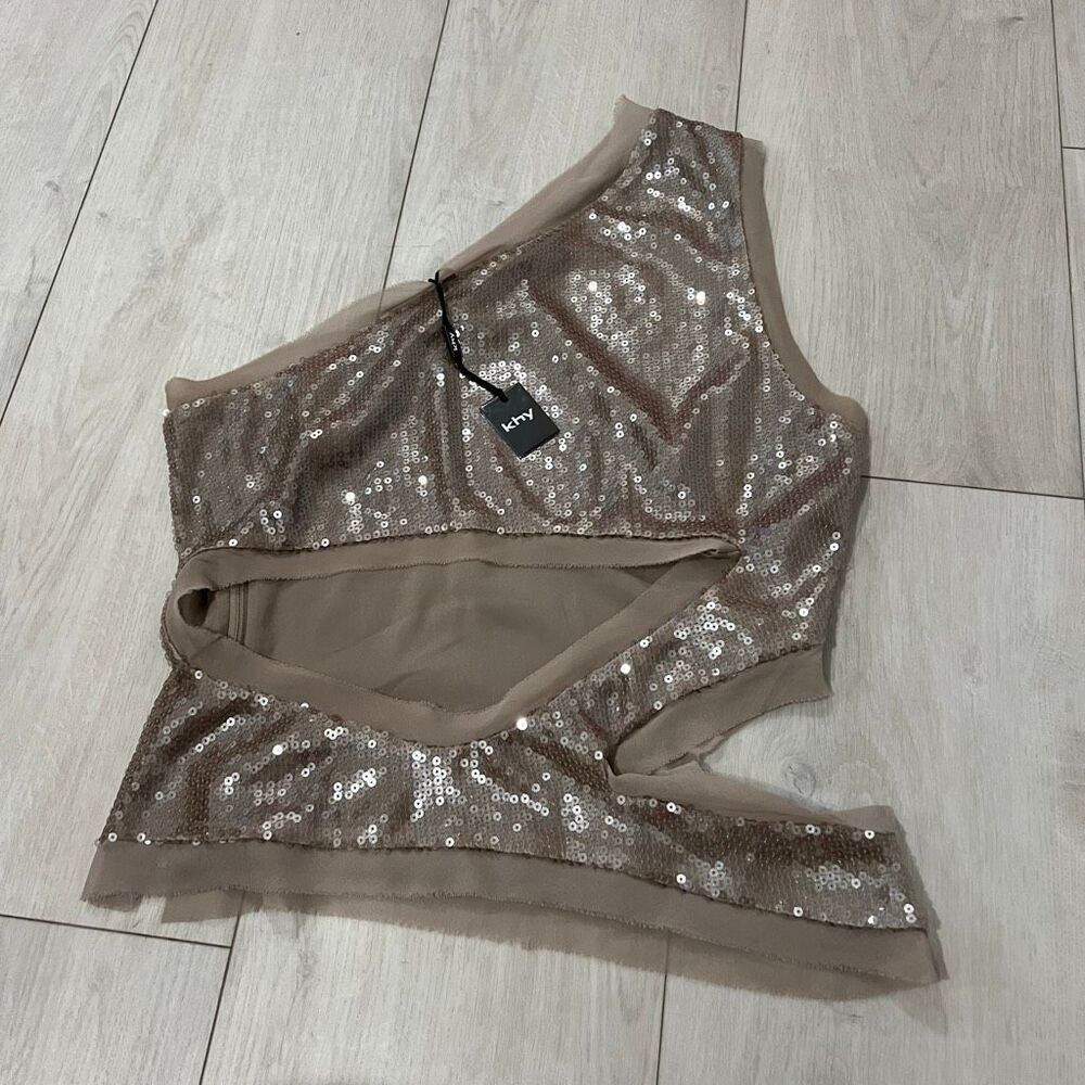 Khy by Kylie Jenner Women's Gold and Brown Crop-top size L